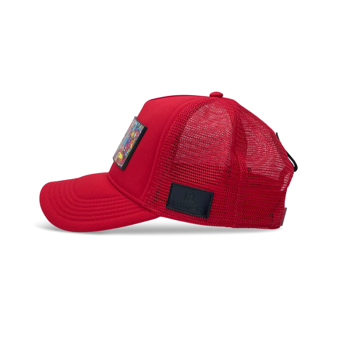 Partch Skull Trucker Hat in red | Patch removable in a second | PARTCH-Clip concept | Art & Fashion for Men and Women