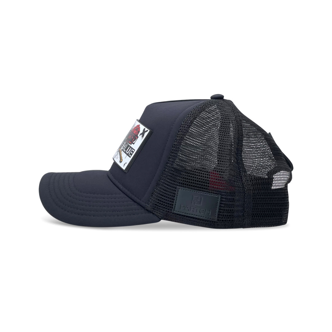 Men's and Women's PARTCH trucker hat and Art Roses Partch Clip