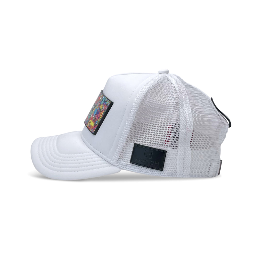 Partch Skull Trucker Hat in White - Partch clip Art for Men and Women 