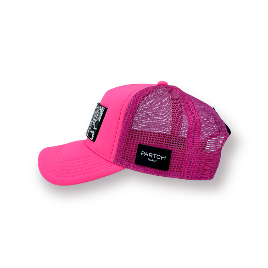 PARTCH trucker hat pink with pop love art PARTCH-clip interchangeable 