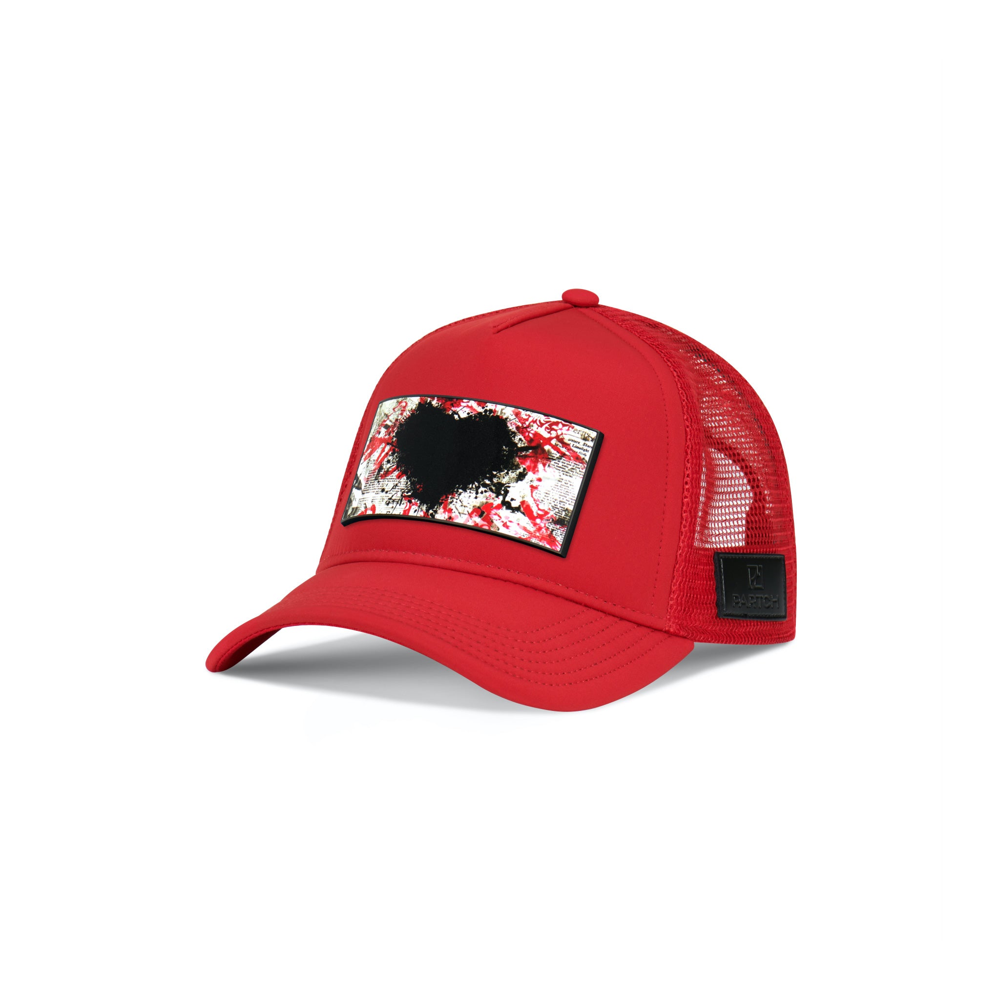 Partch Inspyr Heart Luxury Trucker Hat Red w/ Removable Partch-Clip