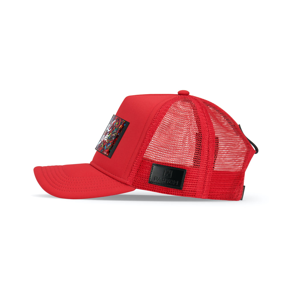 Partch Trucker Hat Red with PARTCH-Clip DWYL-B77 Side View
