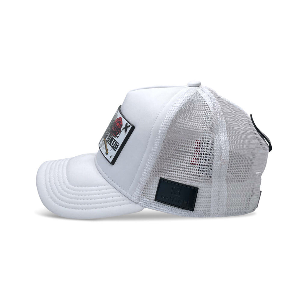 Partch  Roses Trucker Hat in White made in Miami