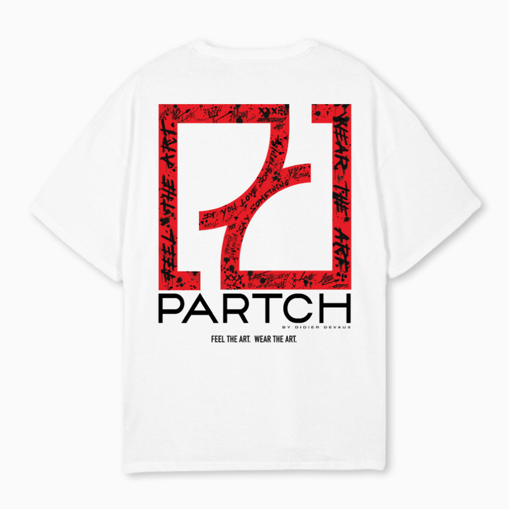 T-Shirt Oversized White Art Red Partch  printed | T-Shirts for Men and Women